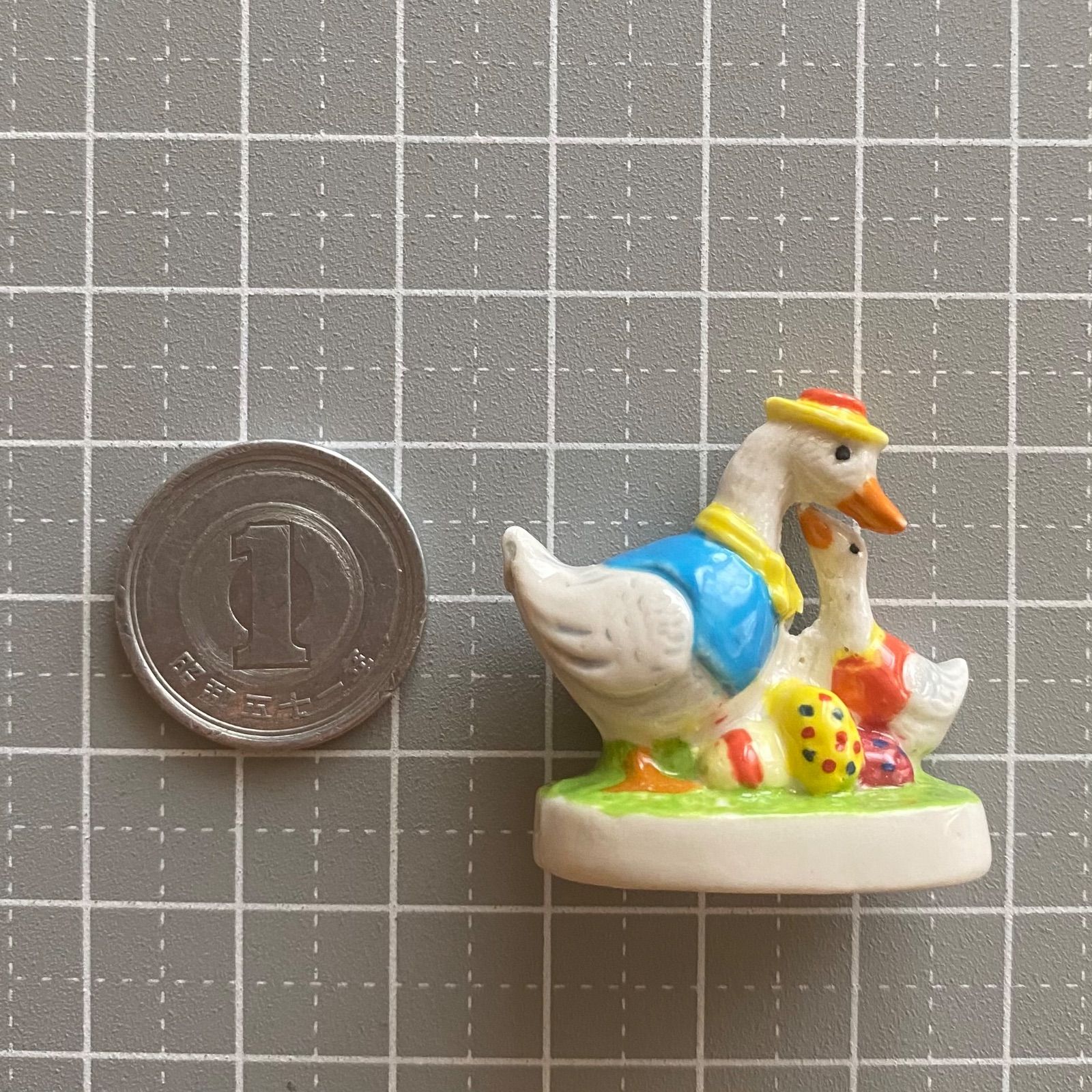 仲良しがちょう親子のイースターのフェーブ／鳥／フランス雑貨／陶器