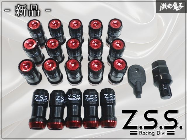 ★新品★ Z.S.S. ZSS スチール アルミカラー付 ホイールナット レーシングナット ナット ブラック/レッド M12 P1.25 全長45mm 20本 5H 5穴