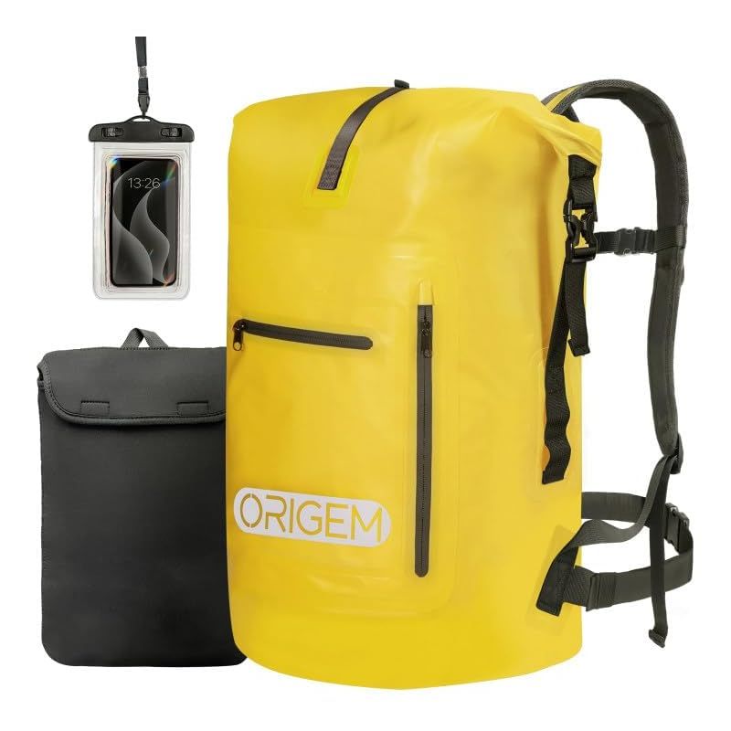 【新品】 [Origem] ドライバッグ 防水バッグ 35L/55L/85L 大容量 完全防水 リュック 新型素材 折りたたみ式 防塵 3色 登山 旅行 ハイキング アウトドア(イエロー,85L)