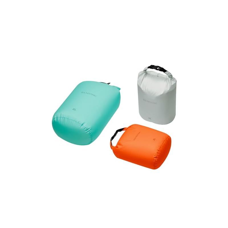 【新品】 Bee Nesting 防水バッグ ドライバッグ 3点セット (2L 4L 8L) 大容量 収納 スタッフバッグ 超軽量 20Dナイロン 耐水圧5000mm ショルダーベルト付き 登山 プール ジム アウトドア 防災(ミントグリーン//ライトグレ 0
