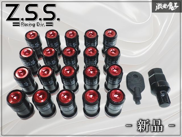 ★新品★ Z.S.S. ZSS スチール アルミカラー付 ホイールナット レーシングナット ナット ブラック/レッド M12 P1.25 全長45mm 20本 5H 5穴