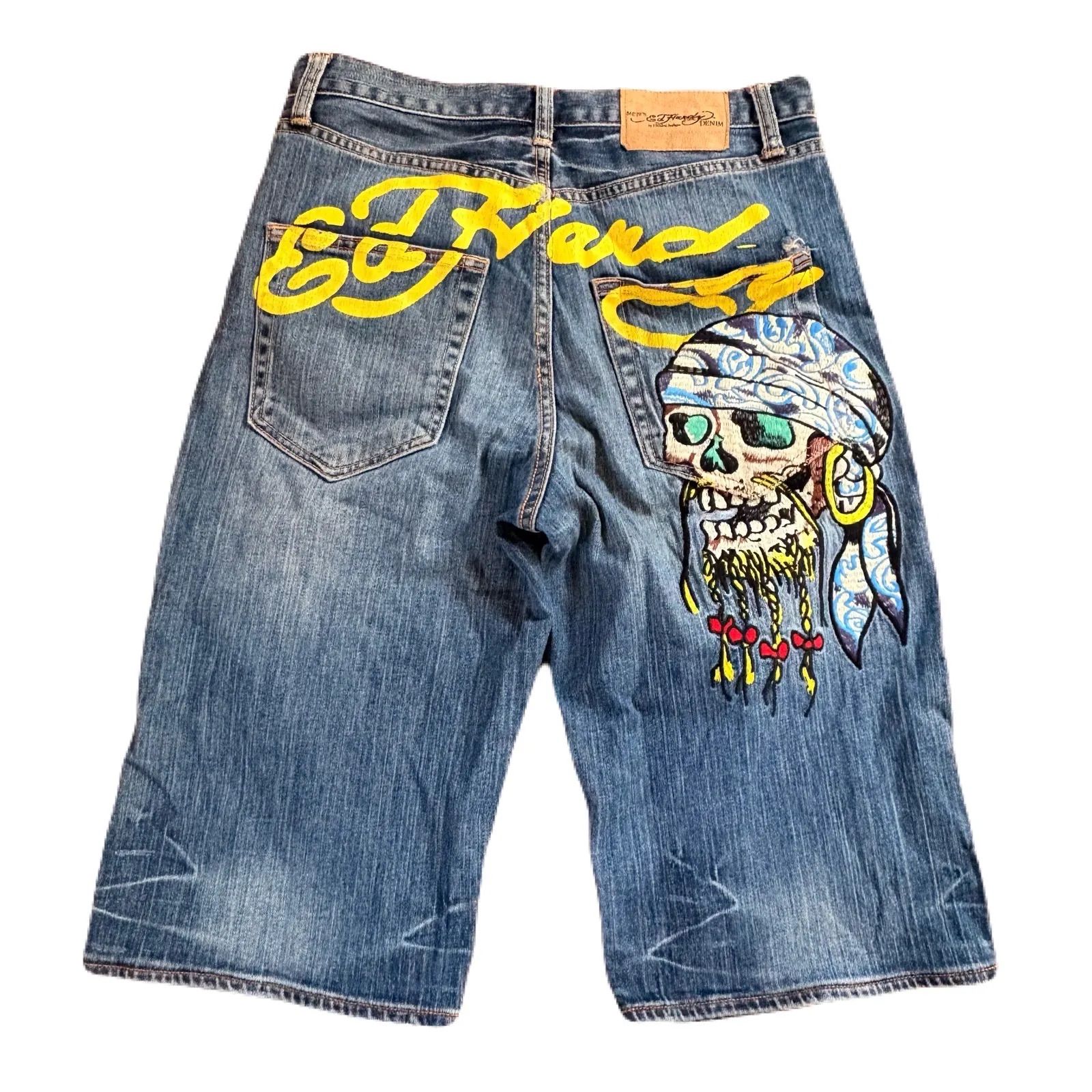 エドハーディー ed hardy ハーフパンツ デニムパンツ 30 Y2K 刺繍 