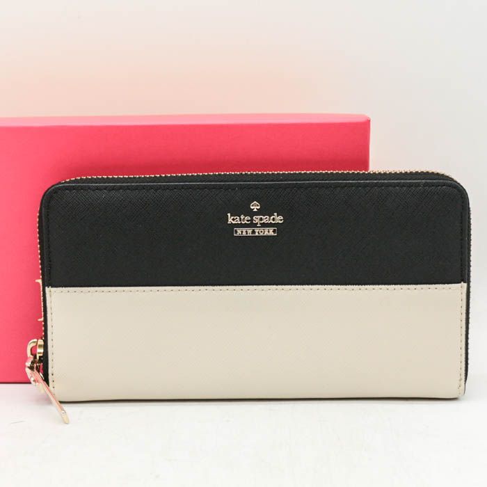 ケイトスペード 長財布 小銭入れ有 ウォレット ブランド レディース ベージュ×ネイビー Kate Spade 【中古】