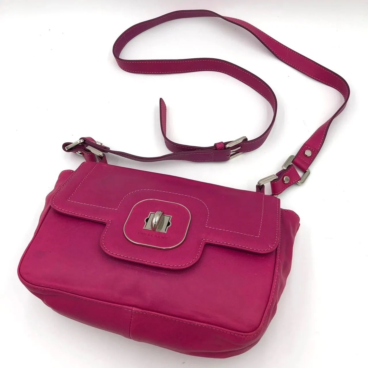 ロンシャン LONGCHAMP ショルダーバッグ 斜めがけ レザー ピンク 