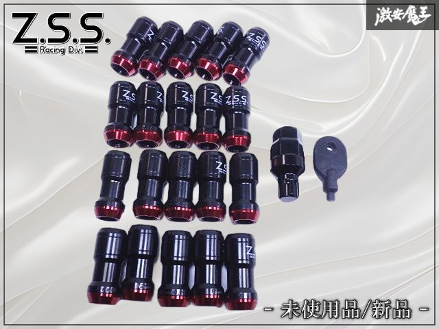 ★新品★ Z.S.S. ZSS スチール アルミカラー付 ホイールナット レーシングナット ナット ブラック/レッド M12 P1.25 全長45mm 20本 5H 5穴