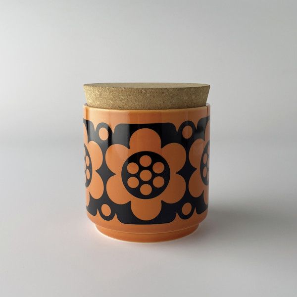 Hornsea ストレージジャー Geo Flower Orange イギリス 輸入 雑貨 ミッドセンチュリー 英国 ホーンジー レトロ おしゃれ 食器 80852