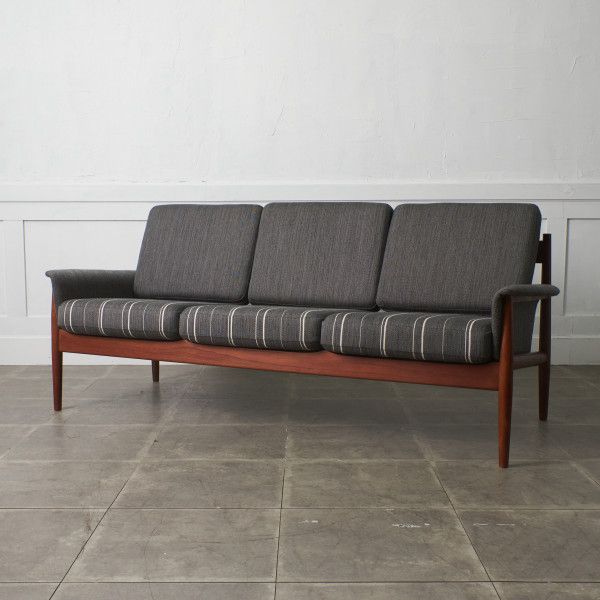 張替済 デンマーク France&Son グレーテ ヤルク 3人掛 ソファ チーク Grete Jalk 北欧 ヴィンテージ モダン Danish Art Weaving 81269