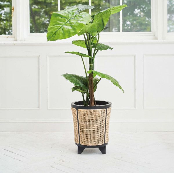 ラタン プランターカバー ラウンド ナチュラル モダン 観葉植物 鉢カバー 籐 8号 北欧 ヴィンテージ風 大きめ 脚付き 収納 81337