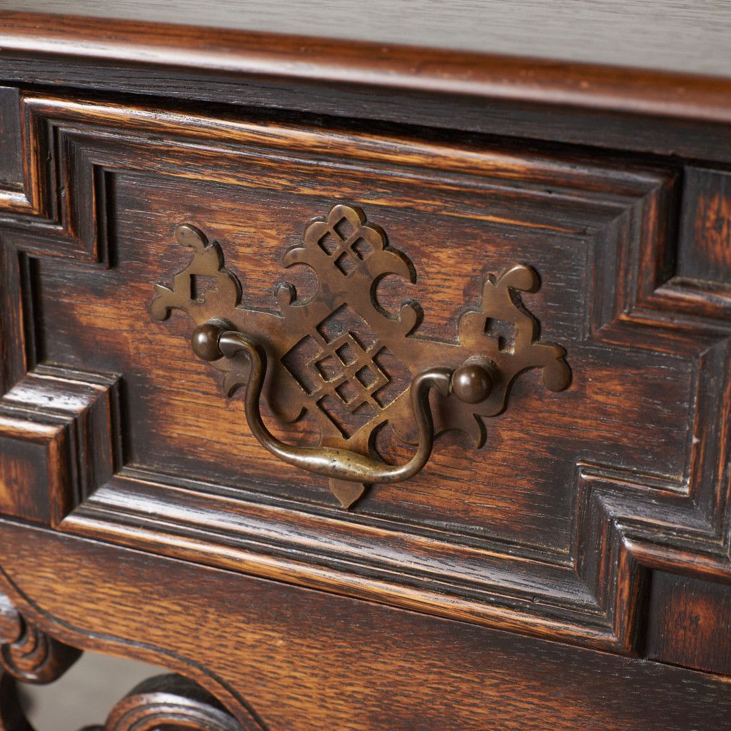 英国 Laidler Robsons Furnishers アンティーク コンソール サイドテーブル オーク 引き出し 飾り台 ウィリアム & メアリー様式 86231