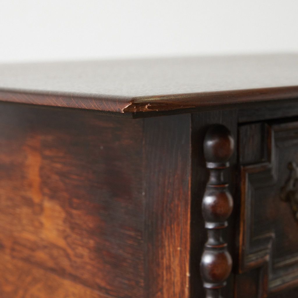 英国 Laidler Robsons Furnishers アンティーク コンソール サイドテーブル オーク 引き出し 飾り台 ウィリアム & メアリー様式 86231