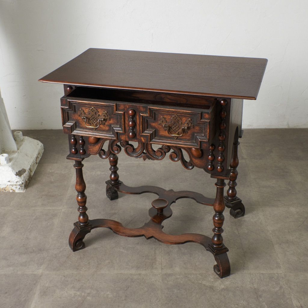 英国 Laidler Robsons Furnishers アンティーク コンソール サイドテーブル オーク 引き出し 飾り台 ウィリアム & メアリー様式 86231