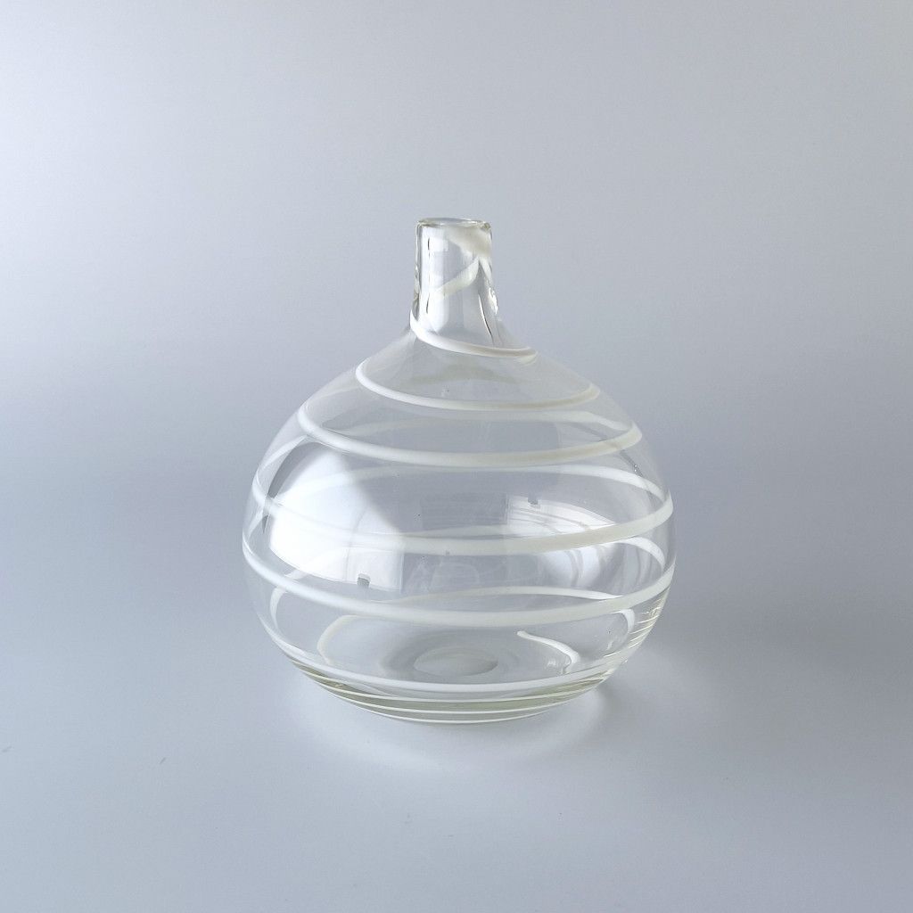 イギリス ヴィンテージ ボーダー ガラス フラワーベース 一輪挿し 花器 花瓶 オブジェ ディスプレイ 英国 ビンテージ モダン 87610