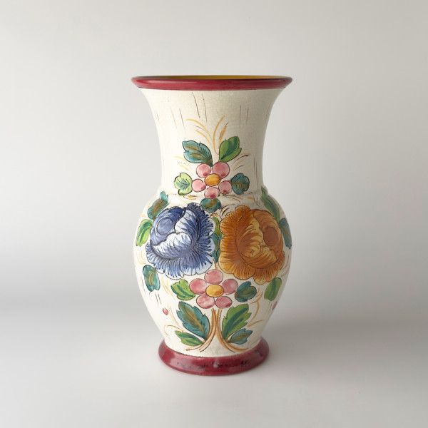 伊 ヴィンテージ フラワーベース 陶器 花器 花瓶 水差し マヨリカ焼き オブジェ 一輪挿し イタリア ビンテージ モダン アート 77224