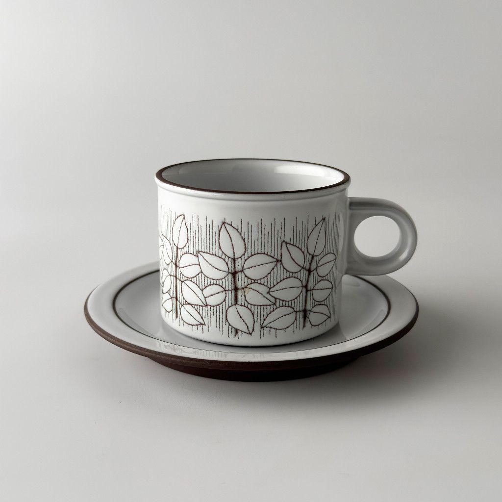 HORNSEA カリスマ カップ&ソーサー 英国 ヴィンテージ ホーンジー charisma イギリス ビンテージ ホワイト 陶器 食器 植物 葉 78505