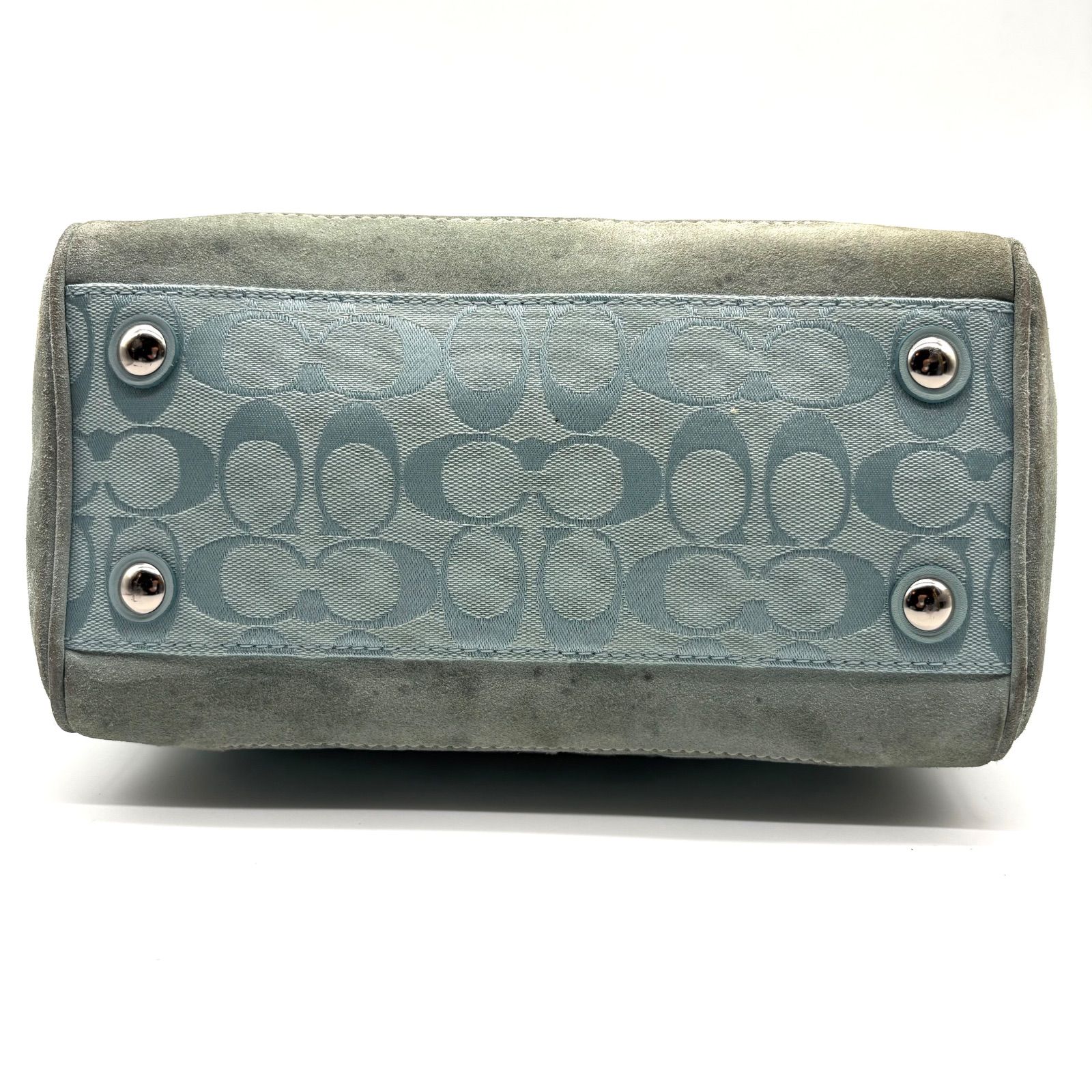 希少色】COACH y2k Signature Satchel Handbag Light Blue Suede 6828 