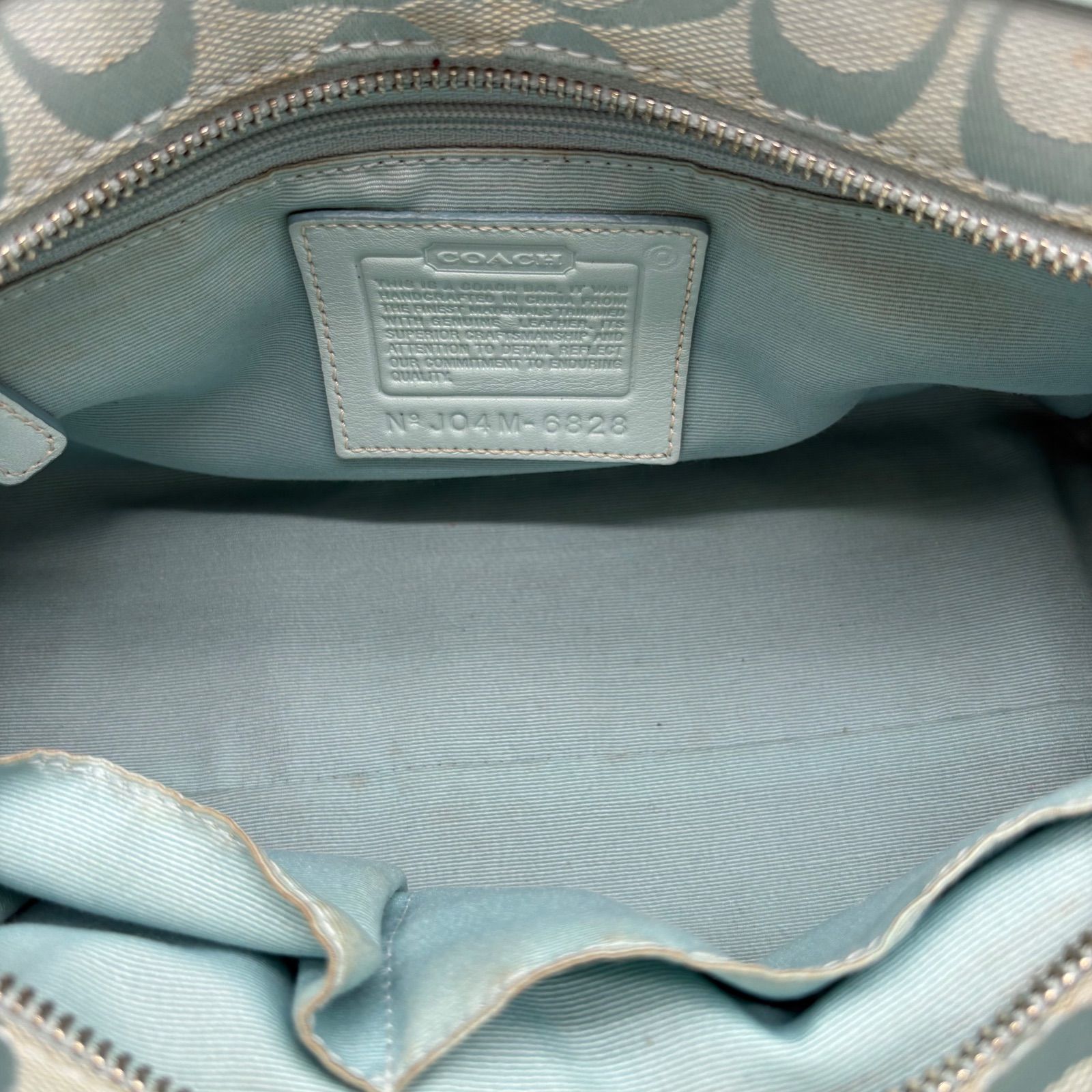 希少色】COACH y2k Signature Satchel Handbag Light Blue Suede 6828 
