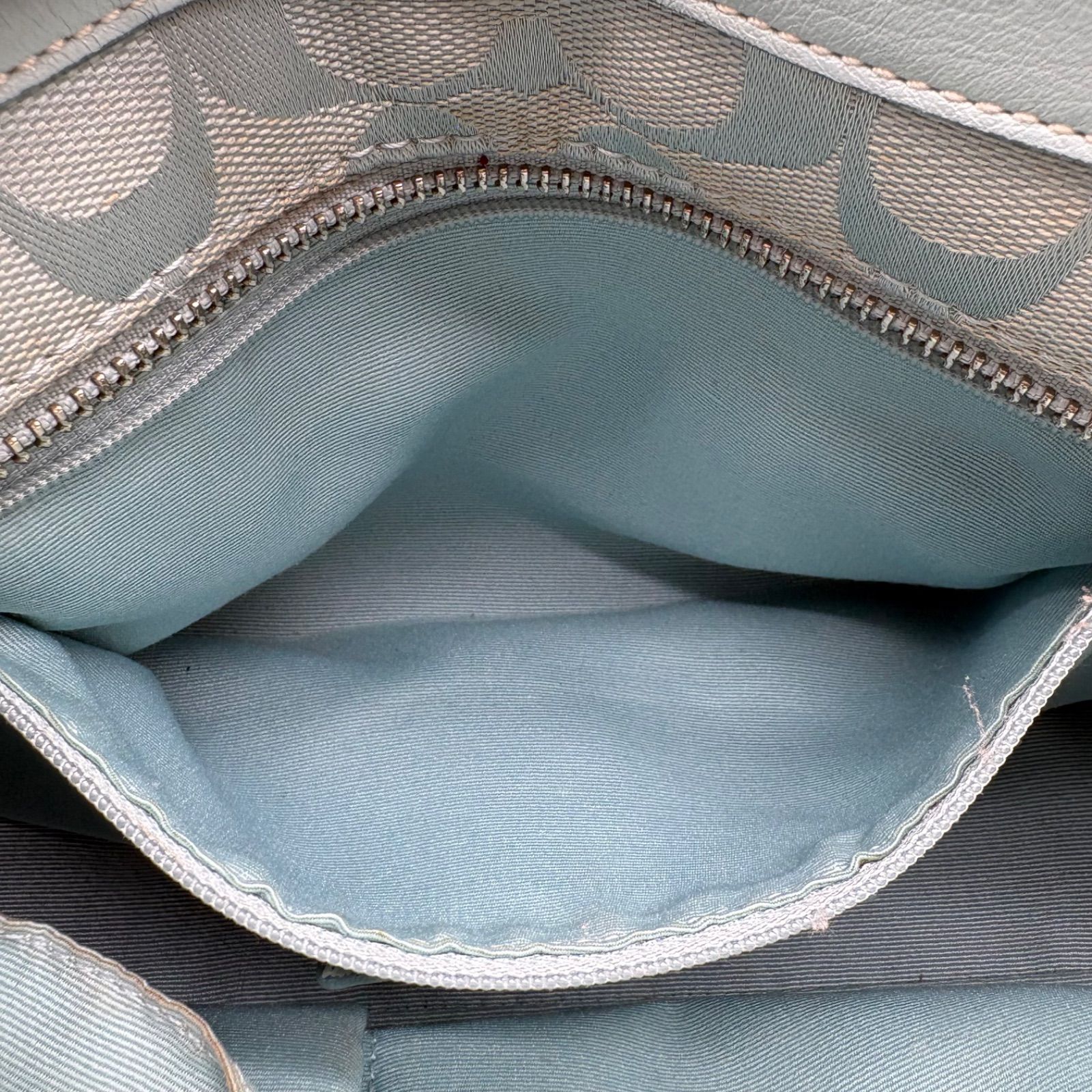 希少色】COACH y2k Signature Satchel Handbag Light Blue Suede 6828 