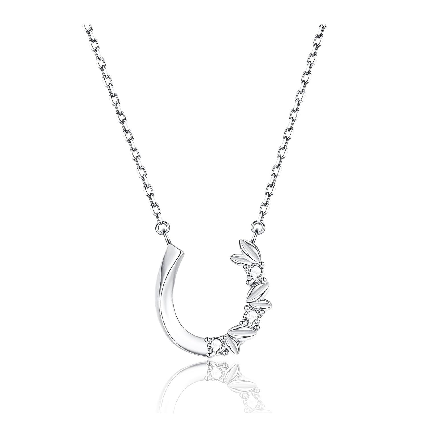 [Cute jewelry　Mei Leaf] 馬蹄 ネックレス ホースシュー レディース シルバー925 キュービックジルコニア アジャスター付き (a ネックレス ポーチ入り) [a ネックレス ポーチ入り]