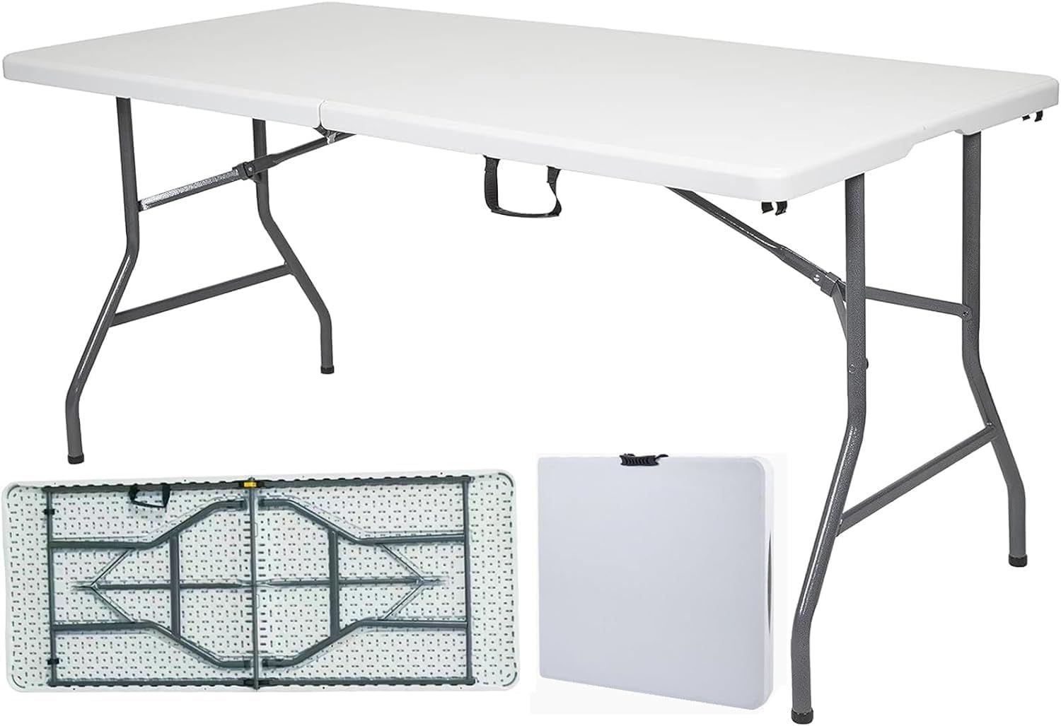 NIJOSTORE アウトドアテーブル 180cm 折りたたみ式 大型 作業台 BBQ キャンプ 庭 2段階高さ調節 頑丈 120kg耐荷重 コンパクト収納