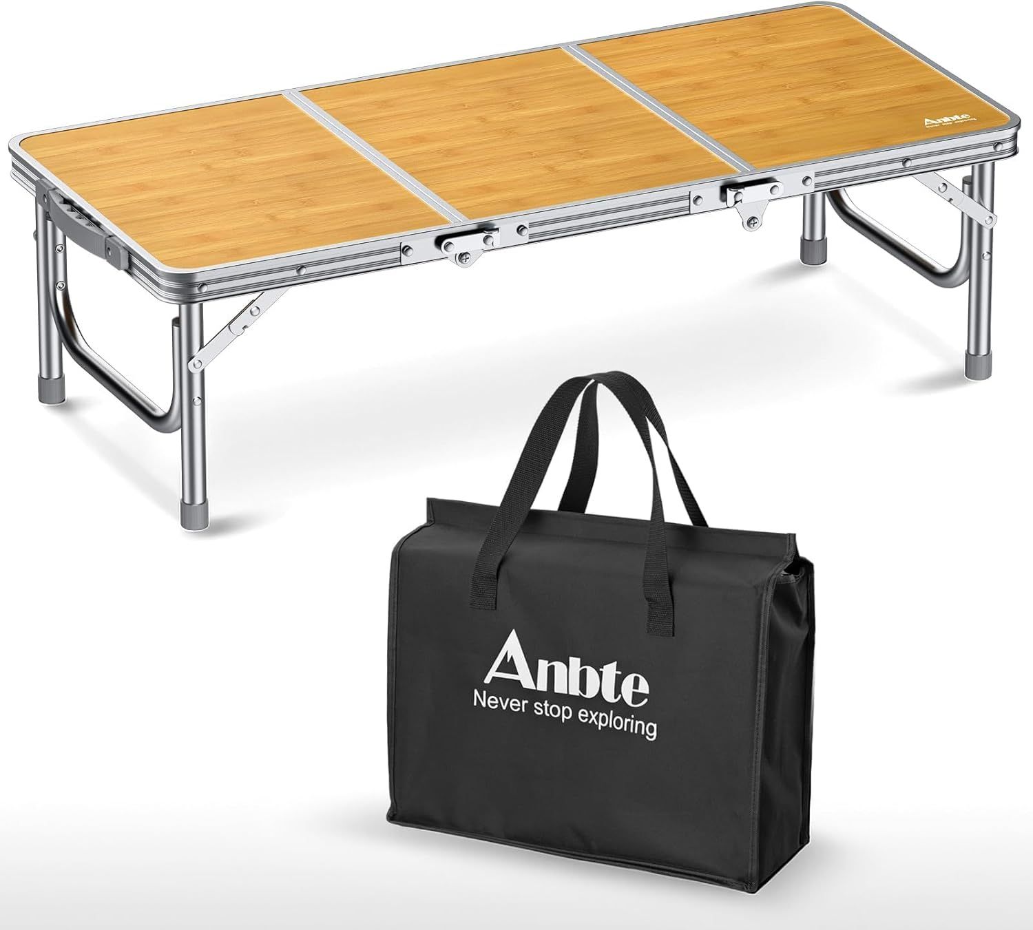 Anbte アウトドアテーブル 87cm ローテーブル 折りたたみ式 軽量 30kg耐荷重 収納バッグ付 キャンプ BBQ ピクニック 室内用 イエロー