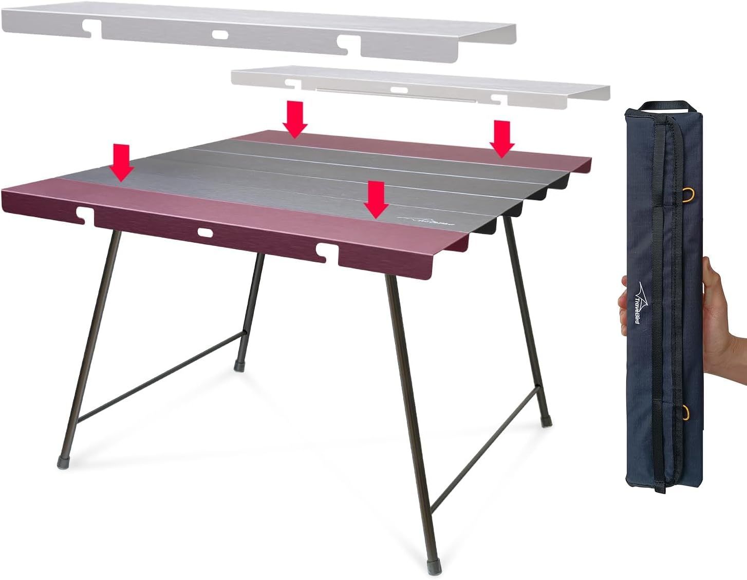 Flexifold Table キャンプテーブル ポータブル 折り畳み アウトドア 超軽量 コンパクト ローテーブル ソロキャンプ アルミ合金サイドテーブル 収納袋付き 拡張可能 ピクニック ビーチ