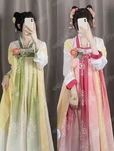 出品/靴 チャイナ服 XLサイズ ライトグリーン/ピンク (古典 中国風 仙女服 コスプレ)