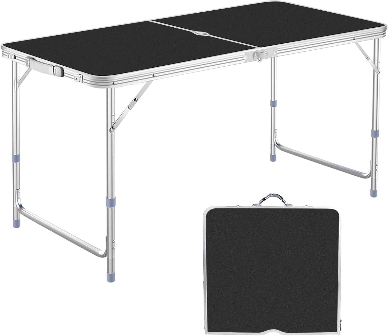 Taimonik アウトドア 折りたたみ テーブル キャンプ テーブル 高さ3段階調整可能120cm 組立不要 折り畳み 軽量 携帯便利 コンパクト 収納 ピクニック レジャー キャンプ用 DK