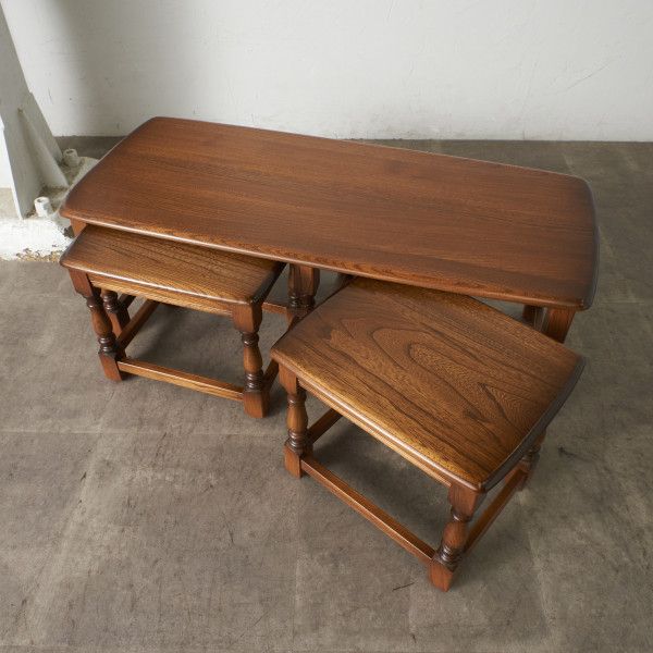 ERCOL ネスト コーヒーテーブル エルム センターテーブル ネストテーブル イギリス アーコール 飾り台 木製 英国 ヴィンテージ 89364