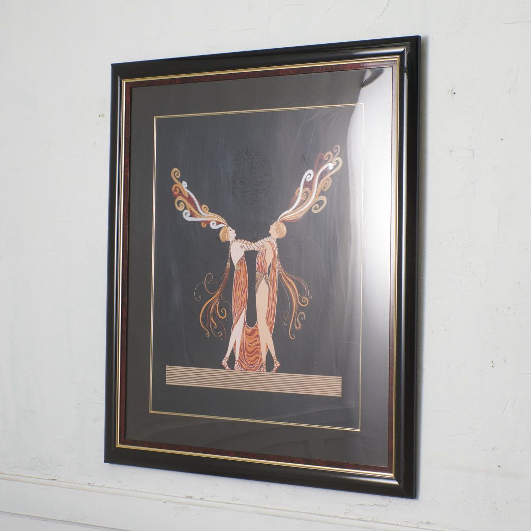 ERTE [ Kiss of Fire ] リトグラフ 版画 芸術 アート エルテ 額装 キス オブ ファイア 作家物 アールデコ 絵画 美術品 人物画 90186