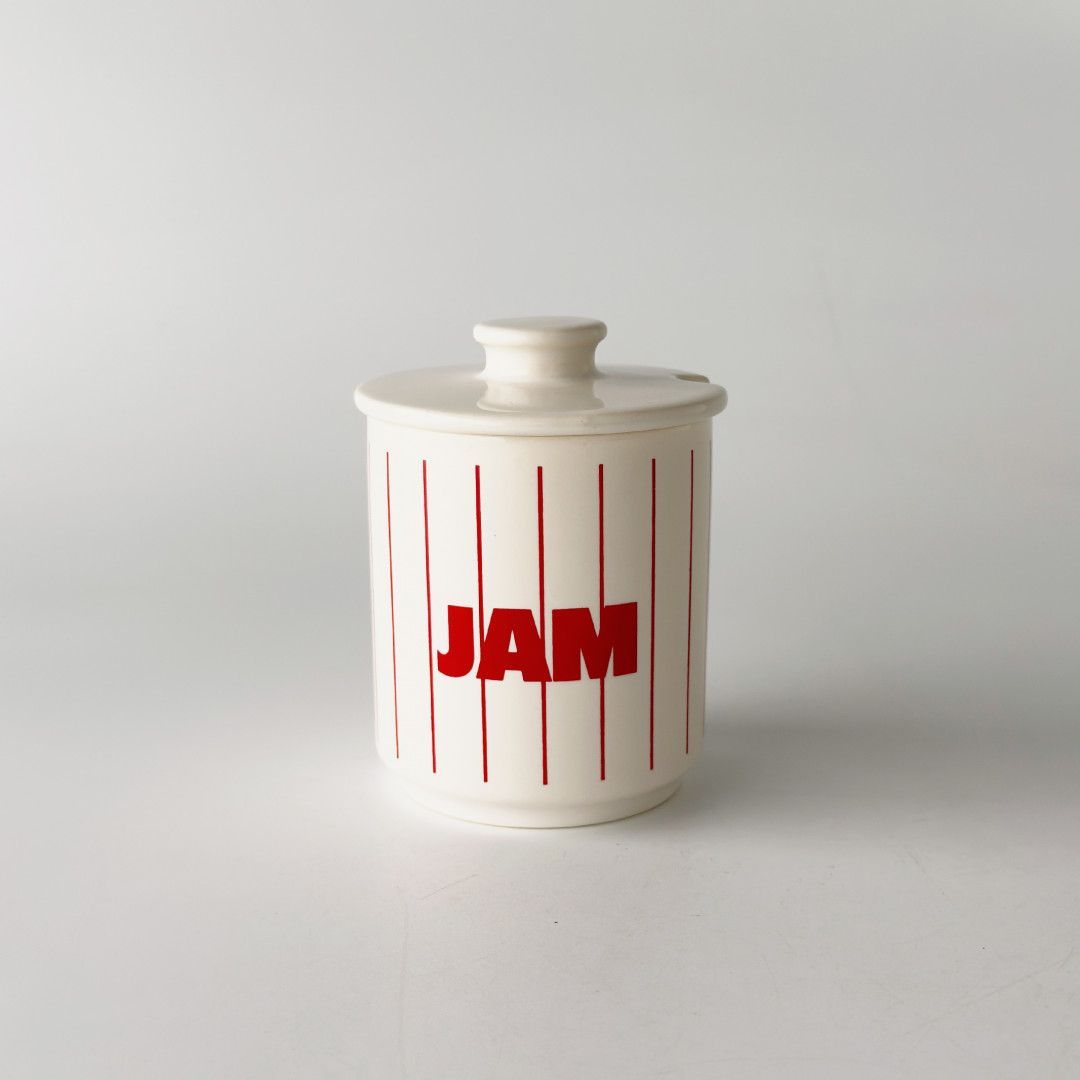 HORNSEA ストライプ ジャム ポット キャニスター イギリス ヴィンテージ ジャー JAM 陶器 保存容器 ホーンジー Stripe 赤 レッド 93203