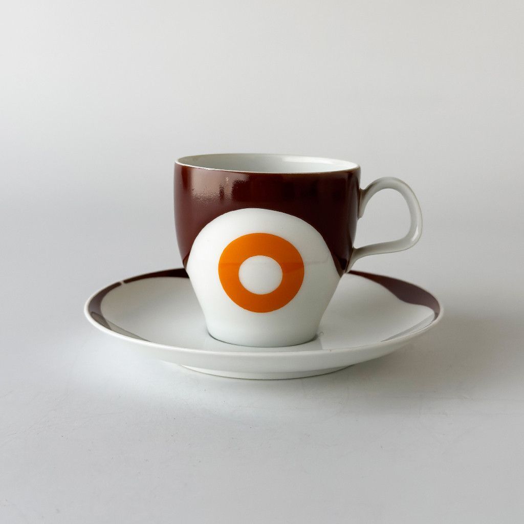 ドイツ HEINRICH ハインリッヒ 英国 ヴィンテージ カップ＆ソーサー 雑貨 紅茶 コーヒー 食器 陶器 レトロ ブラウン 93286