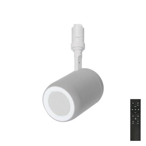 JIASONG ダクトレール スピーカー レール用 Bluetooth スピーカー付きライト ポータブル 小型 ブルートゥース リモコン付き ブラック ホワイト ブルー グレー サクラピンク 照明一体型 レールライト対応 部屋 リビングダイニング キ 国内発送