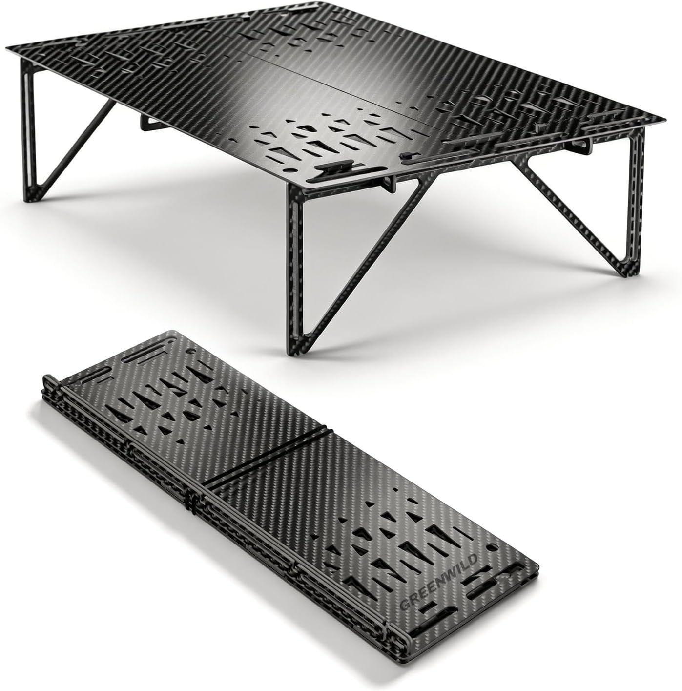 キャンプ ローテーブル 超軽量130g カーボン製 ミニテーブル コンパクト ソロキャンプ 3K織り 耐荷重8kg 収納袋付き