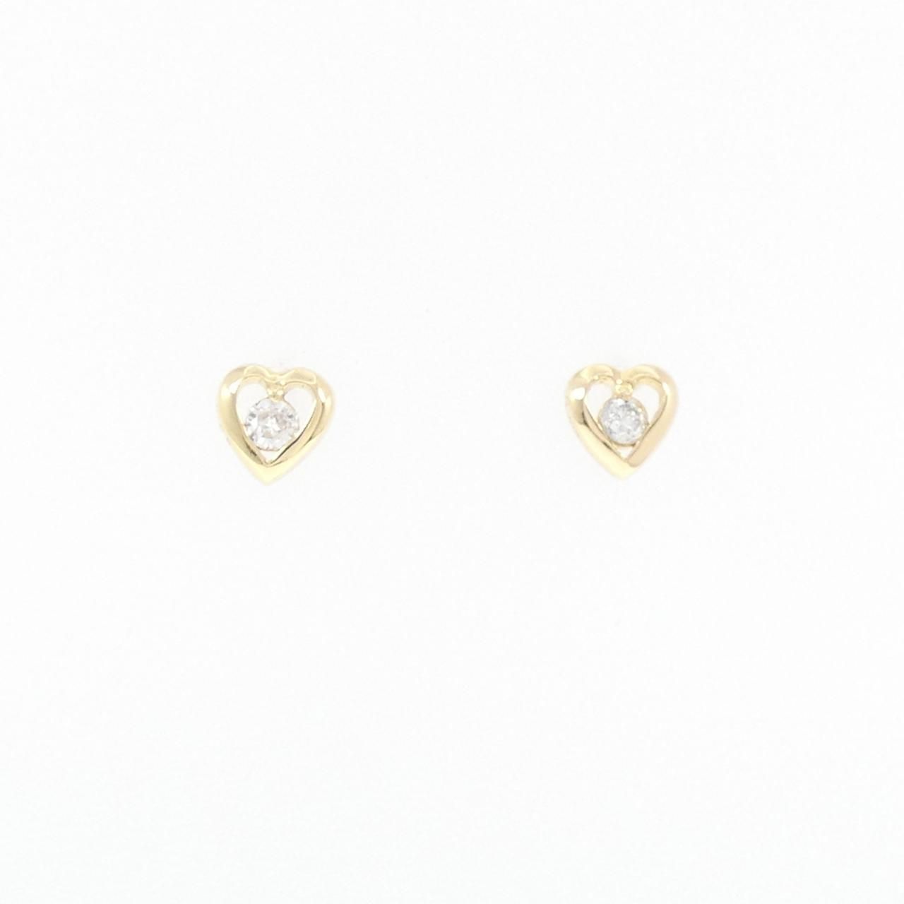 K18YG ハート ダイヤモンド ピアス 0.10CT