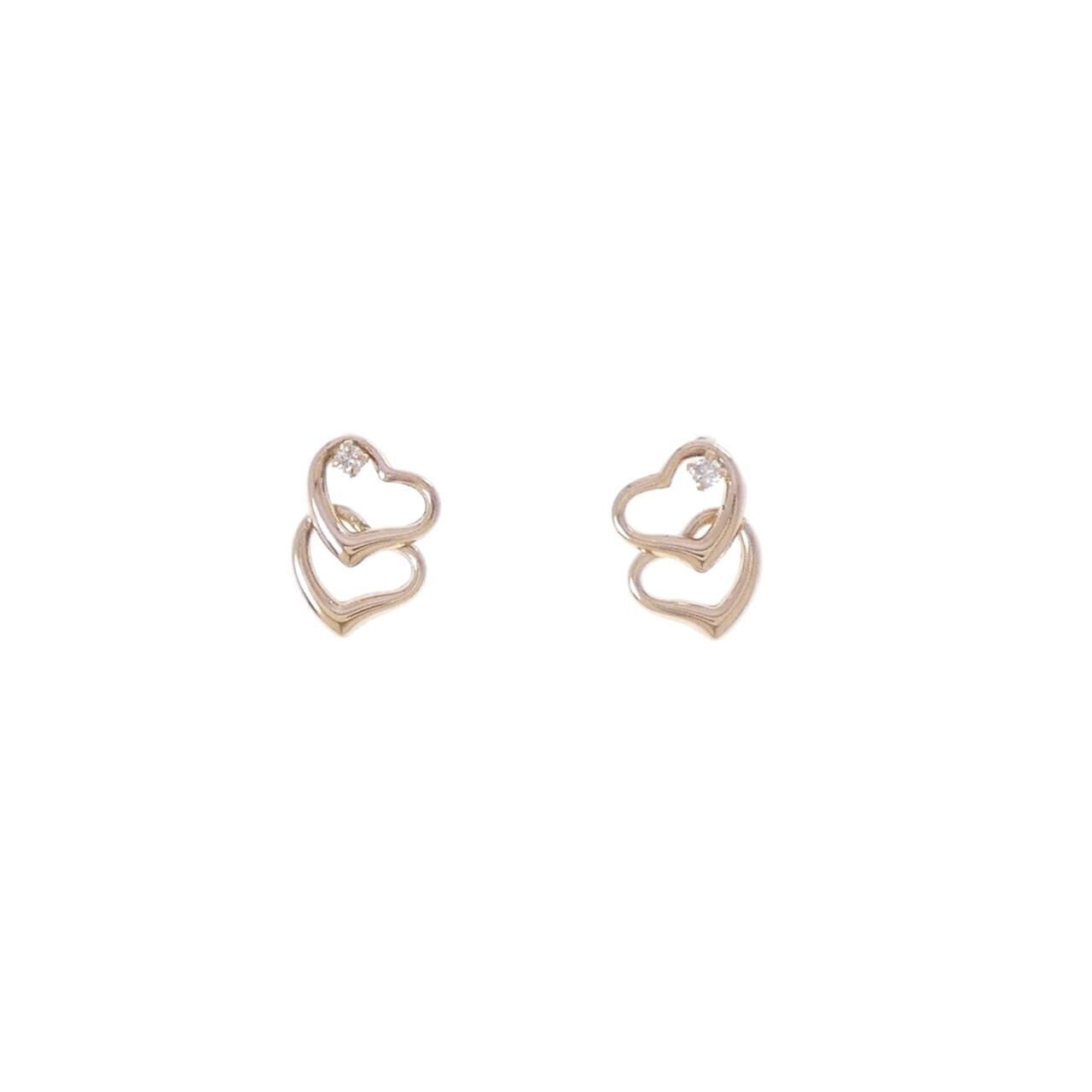 K18PG ハート ダイヤモンド ピアス 0.02CT