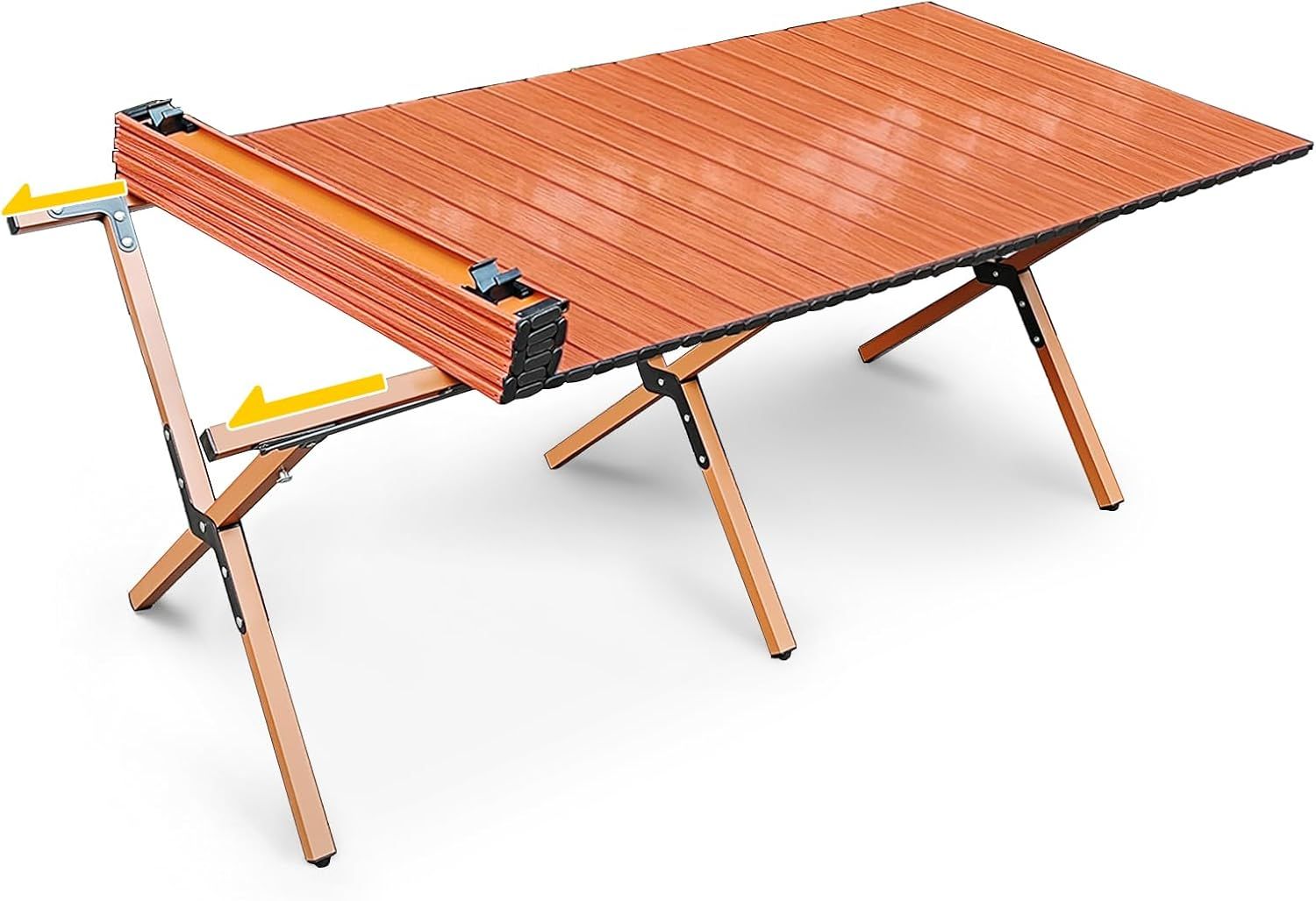 アウトドアテーブル【アルミ製&耐荷重150KG】3X型構造 120cm ロールテーブル 折りたたみテーブル キャンプ テーブル 食卓 超軽量 持ち運びが簡単 簡単組立 コンパクト アウトドア