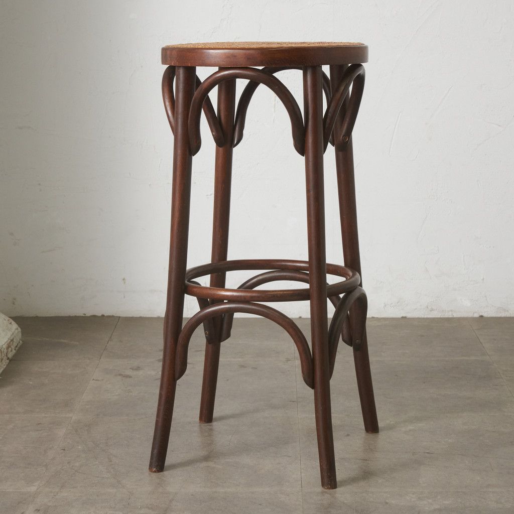 No4611 トーネットTHONET 【希少品】ハイスツール　デンマーク製　ベントウッドチェア　曲木　アンティーク ベントウッド SH55 ハイスツール その他
