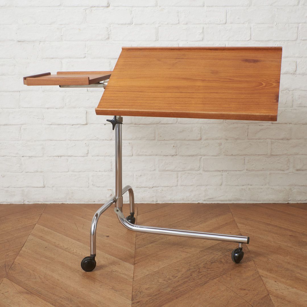 デンマーク BINAU FURNISHINGS サイドテーブル チーク 北欧 ヴィンテージ キャスター ソファテーブル ベッドテーブル 木製 99866