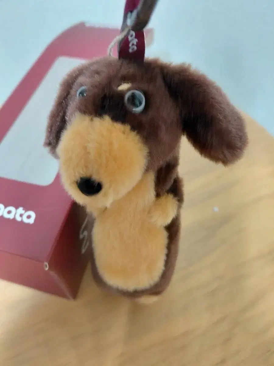 paaaata 犬 ダックスフンド ぬいぐるみ キーホルダー 新品 ブラウン ロングヘア