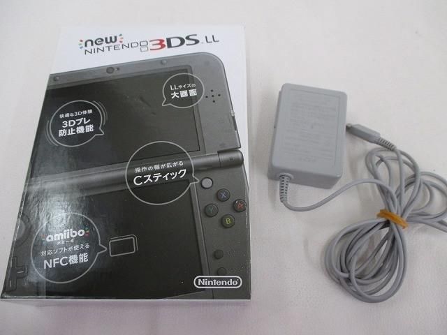 中古品 ゲーム ニンテンドー3DS LL 本体 RED-001 メタリックブラック 箱付き 充電器付き