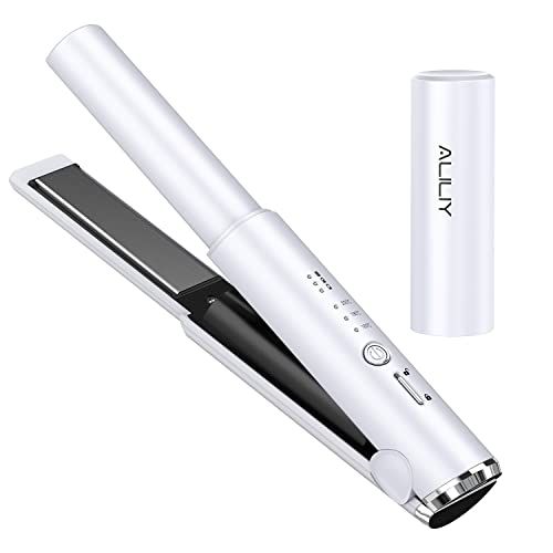 ヘアアイロン コードレス ストレート ミニ ヘアアイロン usb充電式 2way カール&ストレート 3段階温度設定可能 ワイヤレス 前髪 軽量 カバー付き 日本語説明書付 (ホワイト)t