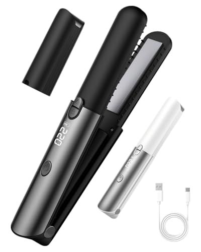 ヘアアイロン コードレス ミニ 【2026新登場】ストレートアイロン 持ち運び 前髪【6000mAh大容量・7段温度調節・Type-C充電式・幅18mm可動プレート・30秒急速加熱・60分連続使用】カール 2WAY 小型 コンパクト 持ち歩き 160-22ma