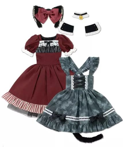 【中古】ドールアクセサリー 1/3 50cm用 月夜のいたずら猫メイドセット(ボルドー×ディープグレー) 9,245円