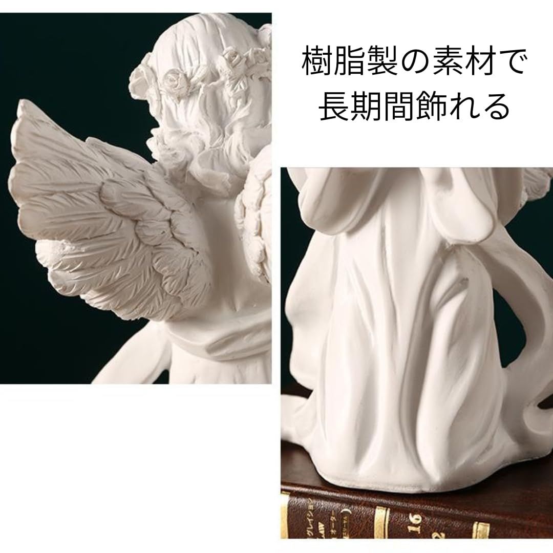 祈る天使像 天使 置物 ホワイト 大/中/小 樹脂製 平和 像 オブジェ