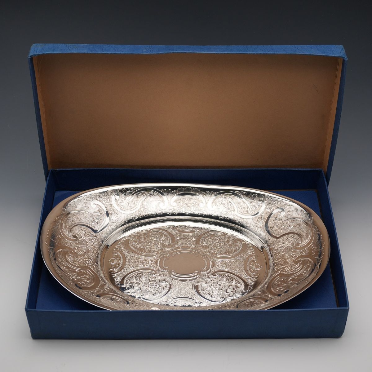 英国ヴィンテージ シルバープレート製 オーバルディッシュ Mappin&Webb 箱付き極美品
