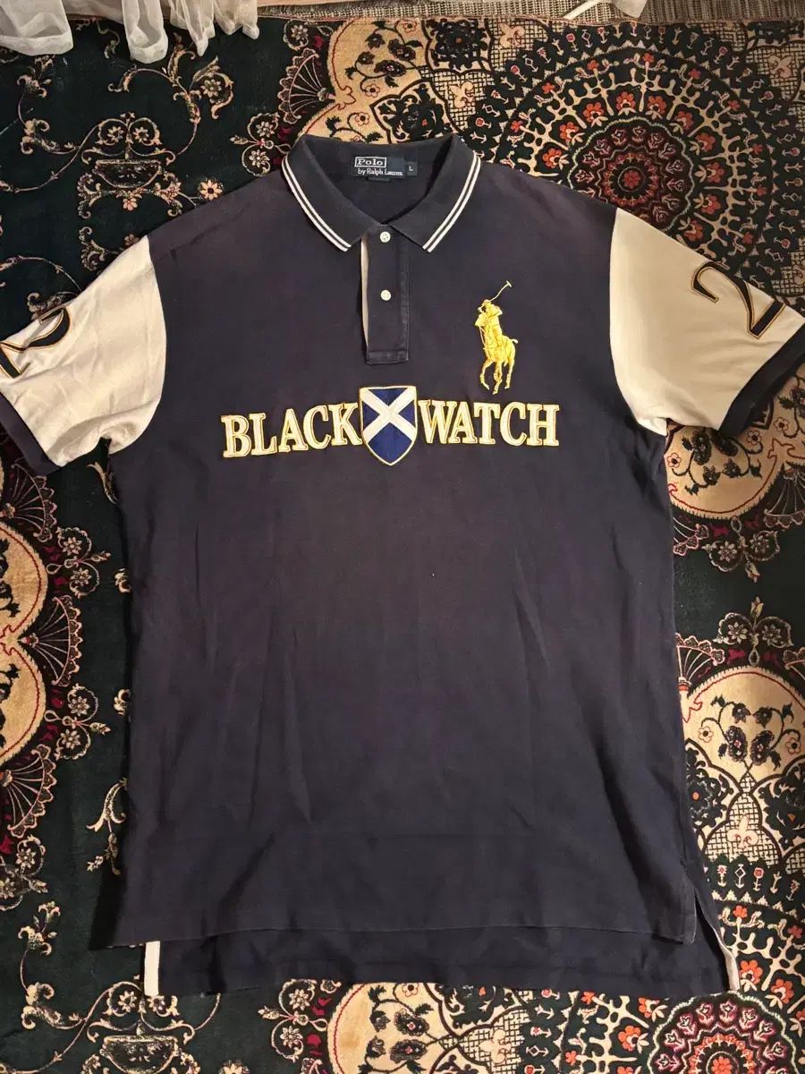ネイビー 白 ブラックウォッチ ビックポニー カラーTシャツ 3 ビッグ