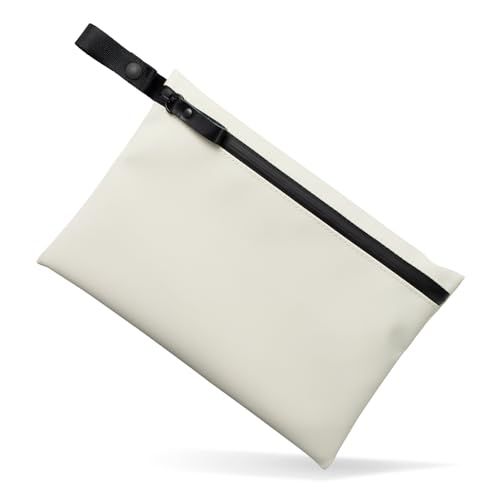 [ aso ] TOFTPOUCH L (タフトポーチ) 耐水 ガジェット ポーチ 日本製 約220×150×10[mm] コンパクト バッグインバッグ トラベル 内ポケット付き (Lサイズ ホワイト) tf-v333-whma