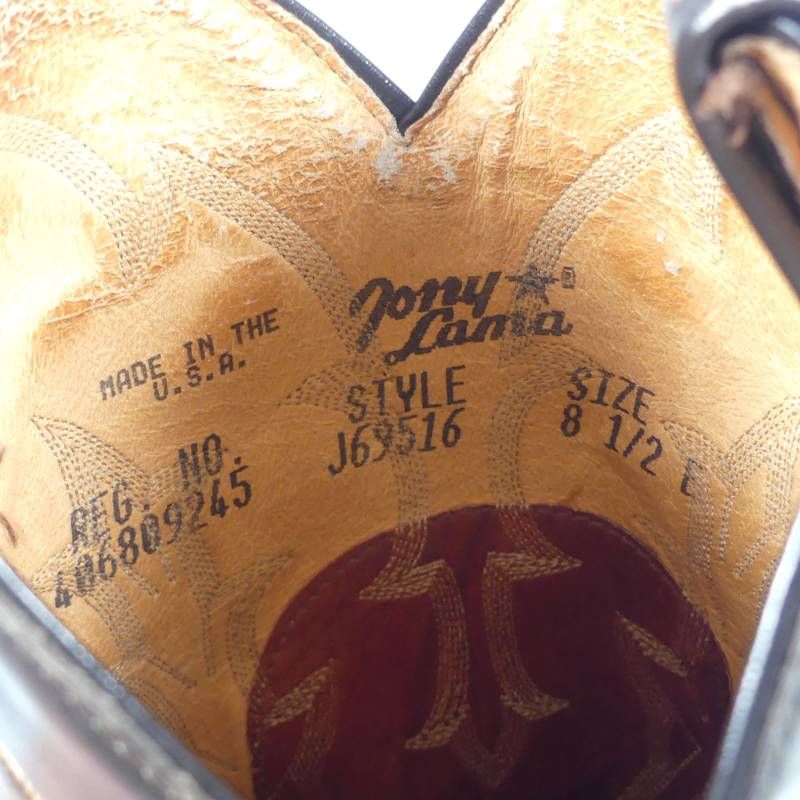 アメリカ製 Tony Lama トニーラマ ウエスタンブーツ 26.5 茶 刺繍 8.5