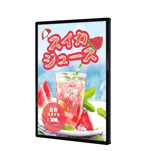 C-J-W LEDポスターパネル 薄型 卓上 壁掛け 光る看板 光るポスターフレーム ポスター入れLED看板 電飾看板 高輝度 高照度5500Lux ブラック 国内発送