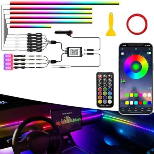 車用LEDテープライト【2025年モデル】アンビエントライト LEDテープ シガー式 10IN1 RGB 高輝度 16000色 雰囲気 無段階調光 音による変色 車内装飾 足元灯 車用 ダイナミック フルカラー 流れる光デザイン 多色切り替え機能搭載 国内発送